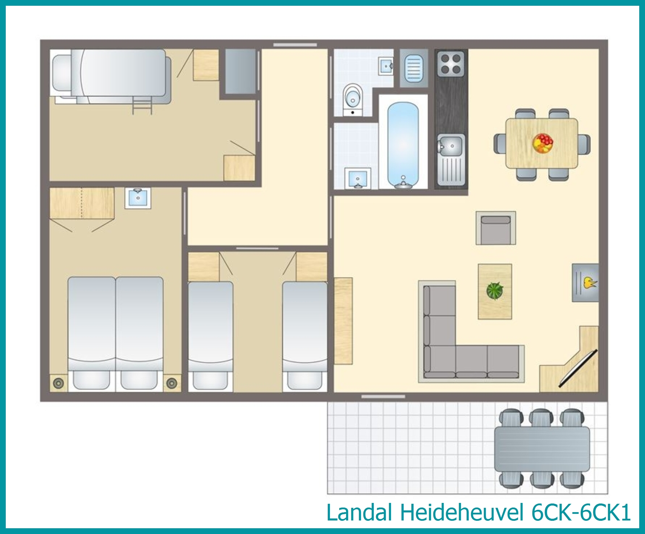 6-person children's bungalow 6CK-6CK1 at Heideheuvel