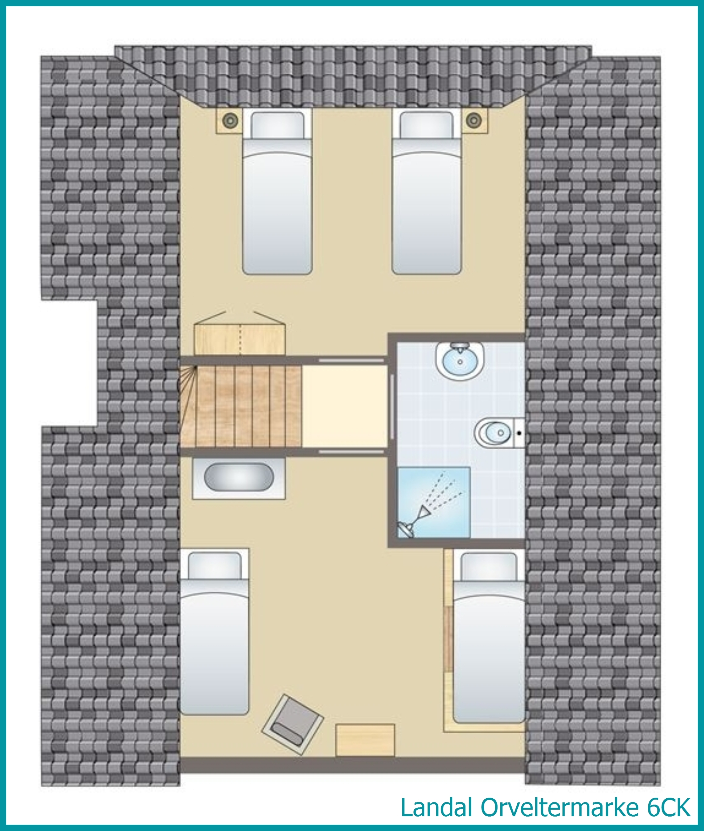 6-person children's bungalow 6CK at Orveltermarke