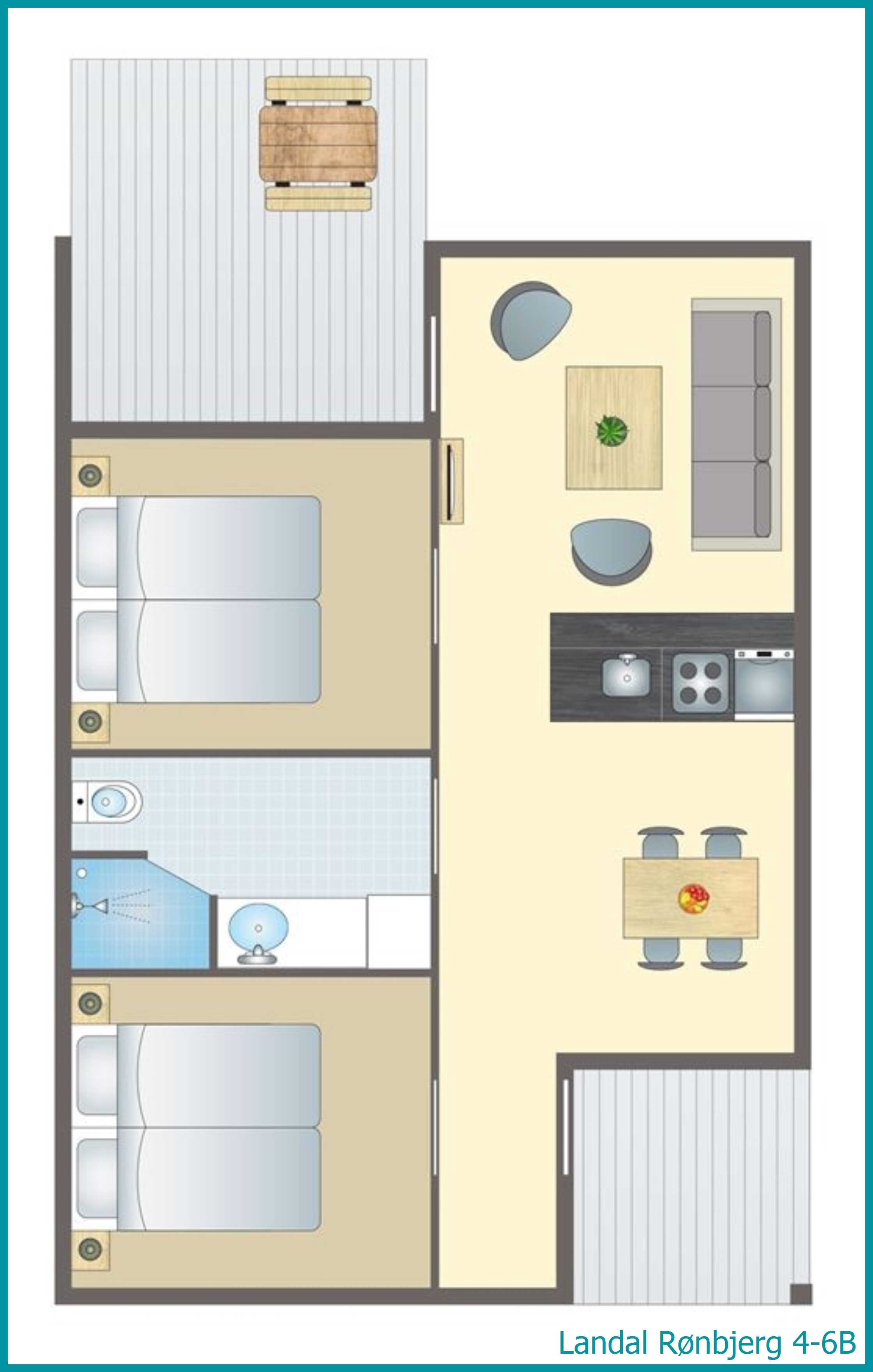 4-6-person bungalow 4-6B at Rønbjerg